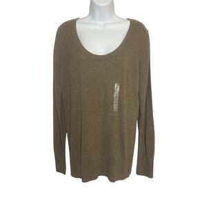 Old Navy Womens Sweater Large Brown Pullover Scoop Neck Heart Lightweight Casual
